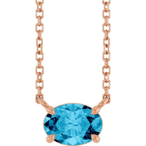 14K Rose Natural Aquamarine 18" Necklace