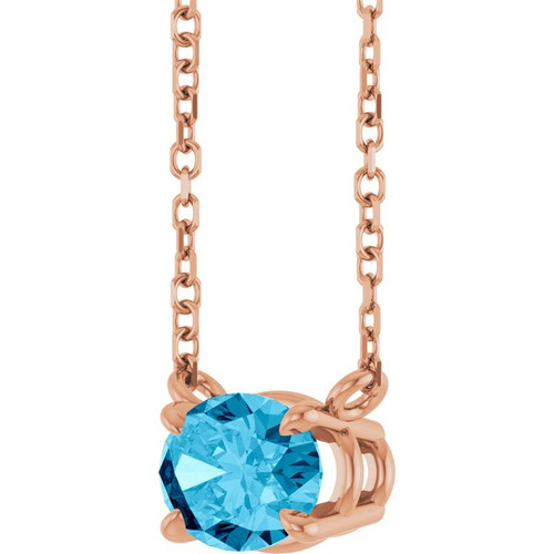 14K Rose Natural Aquamarine 18" Necklace