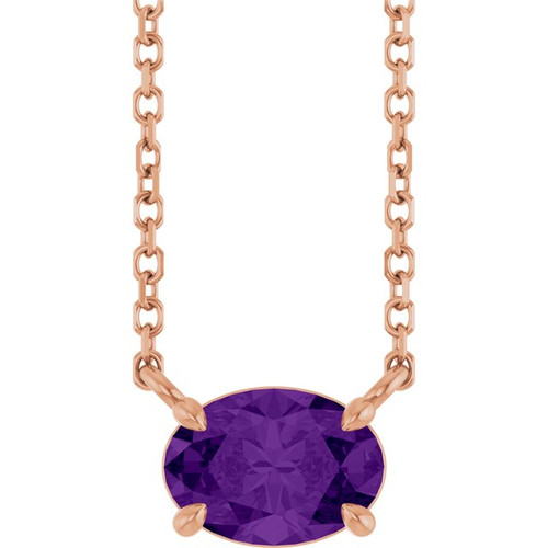 14K Rose Natural Amethyst 18" Necklace