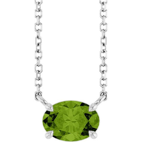 Sterling Silver Natural Peridot 18" Necklace