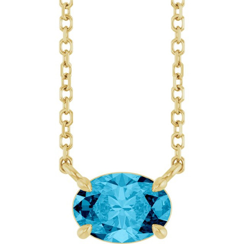 14K Yellow Natural Aquamarine 18" Necklace