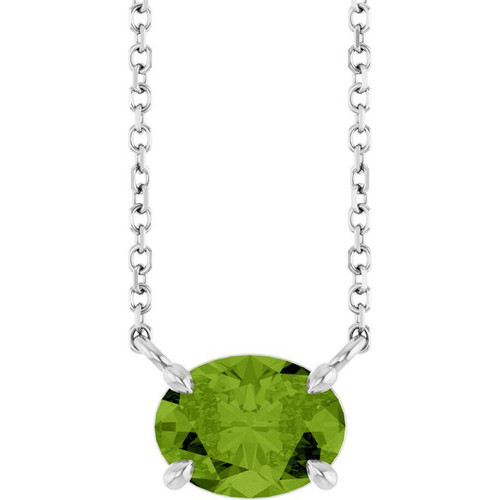 Sterling Silver Natural Peridot 18" Necklace