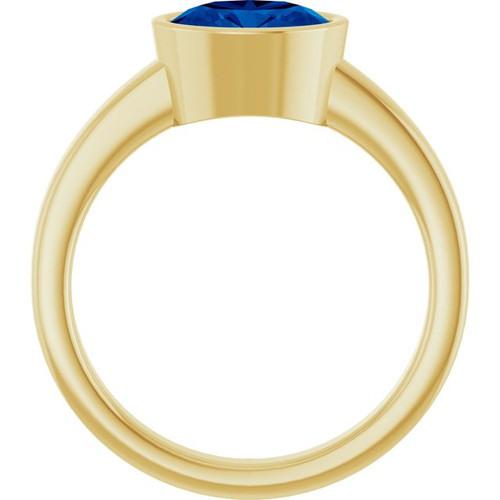 14K Yellow Lab-Grown Blue Sapphire Ring