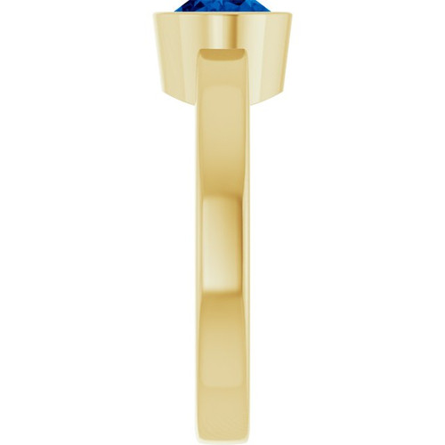 14K Yellow Lab-Grown Blue Sapphire Ring