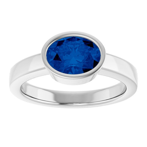 Sterling Silver Lab-Grown Blue Sapphire Ring