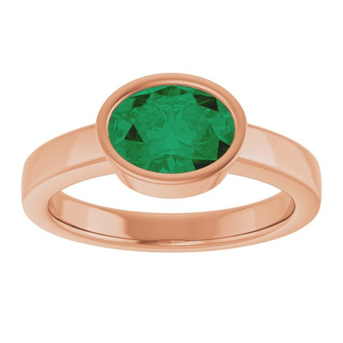 14K Rose Lab-Grown Emerald Ring