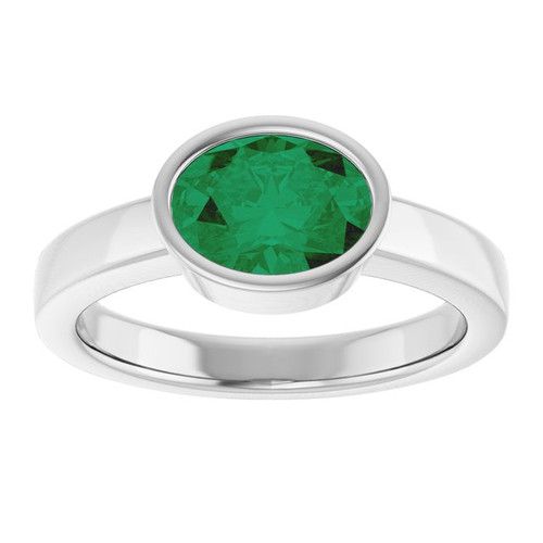 Sterling Silver Lab-Grown Emerald Ring