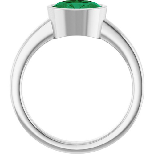 14K White Lab-Grown Emerald Ring