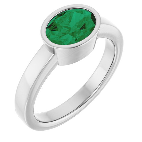 Platinum Lab-Grown Emerald Ring