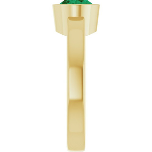 14K Yellow Lab-Grown Emerald Ring