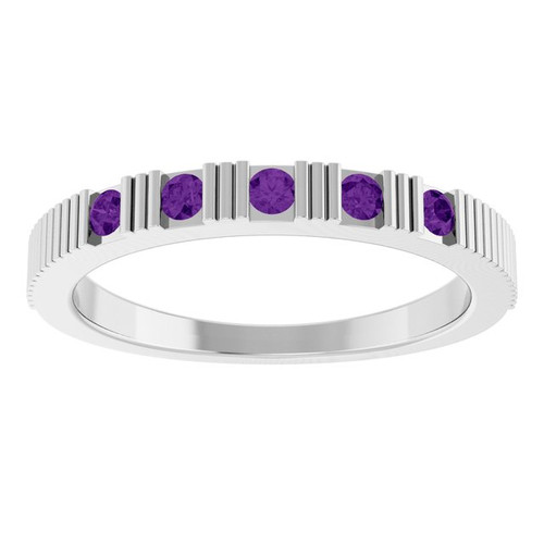 Sterling Silver Natural Amethyst Stackable Ring