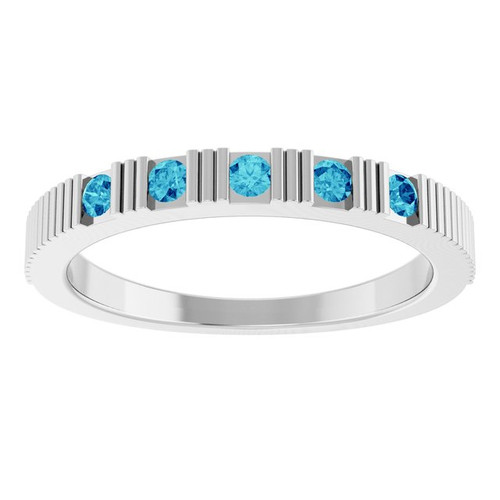 Sterling Silver Natural Blue Zircon Stackable Ring