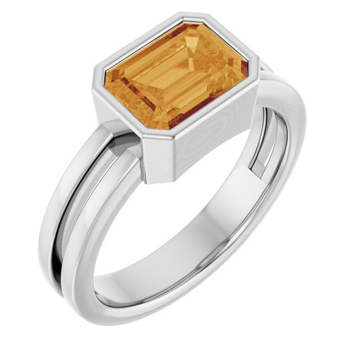 Sterling Silver Natural Citrine Ring