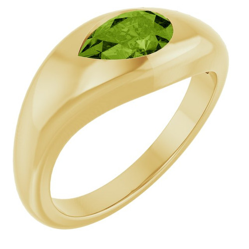 14K Yellow Natural Peridot Ring