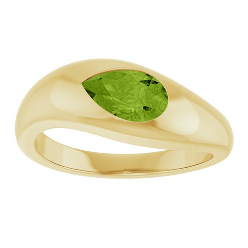 14K Yellow Natural Peridot Ring