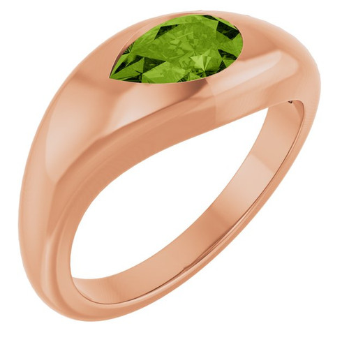 14K Rose Natural Peridot Ring