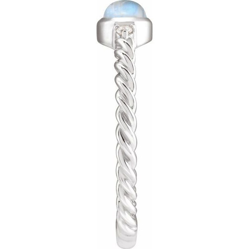 Platinum Natural Rainbow Moonstone & .03 CTW Natural Diamond Cabochon Ring