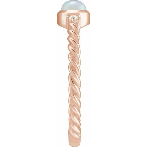 14K Rose Natural White Opal & .03 CTW Natural Diamond Cabochon Ring