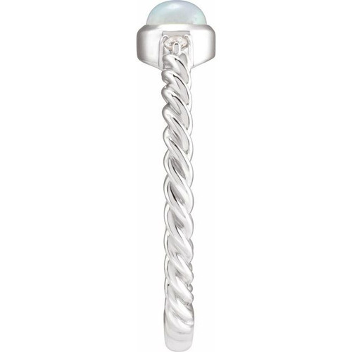 Platinum Natural White Opal & .03 CTW Natural Diamond Cabochon Ring