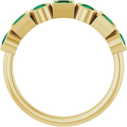 14K Yellow Lab-Grown Emerald Stackable Ring