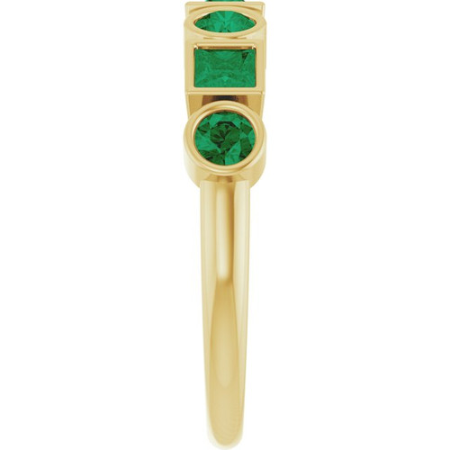 14K Yellow Lab-Grown Emerald Stackable Ring