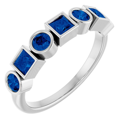 Platinum Lab-Grown Blue Sapphire Stackable Ring