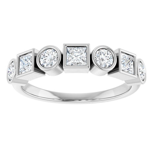 Platinum Natural White Sapphire Stackable Ring