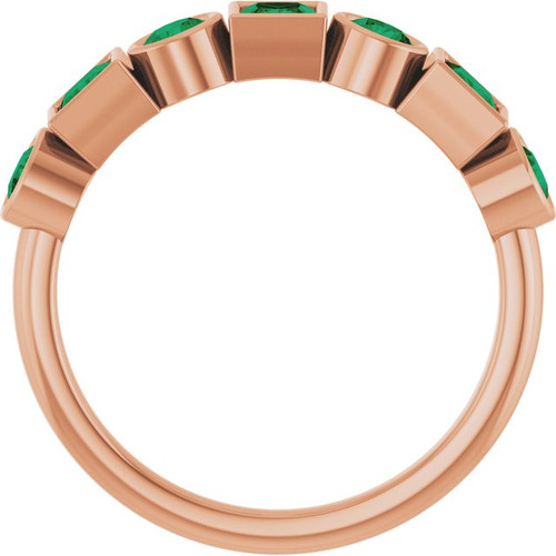 14K Rose Lab-Grown Emerald Stackable Ring
