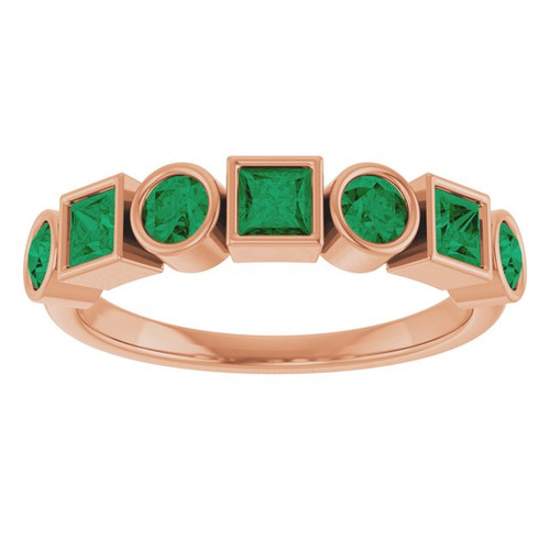 14K Rose Lab-Grown Emerald Stackable Ring