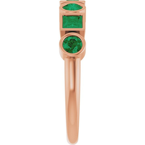 14K Rose Lab-Grown Emerald Stackable Ring