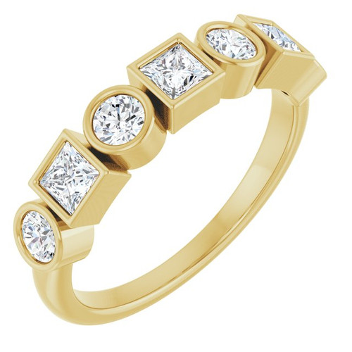 14K Yellow Natural White Sapphire Stackable Ring