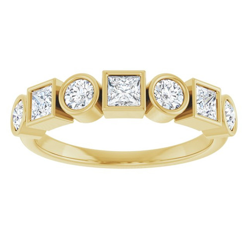 14K Yellow Natural White Sapphire Stackable Ring
