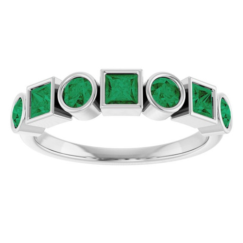 Platinum Lab-Grown Emerald Stackable Ring