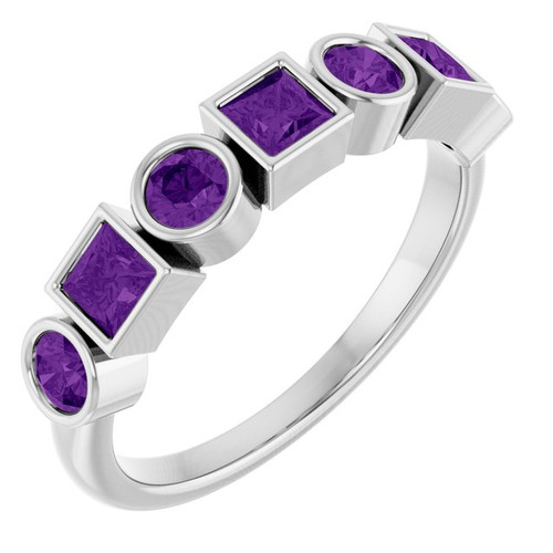 Platinum Natural Amethyst Stackable Ring