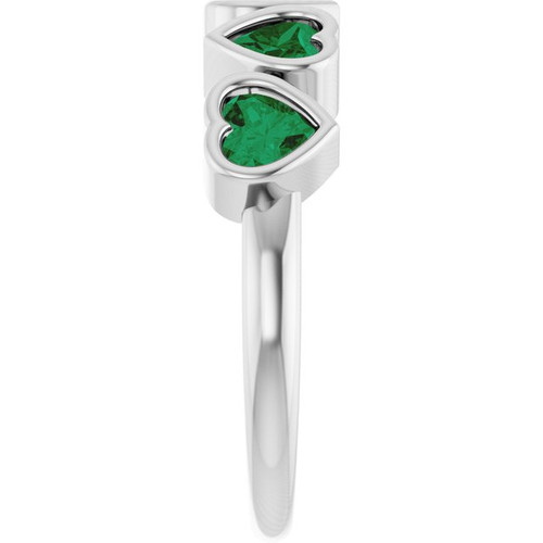 14K White Lab-Grown Emerald Ring