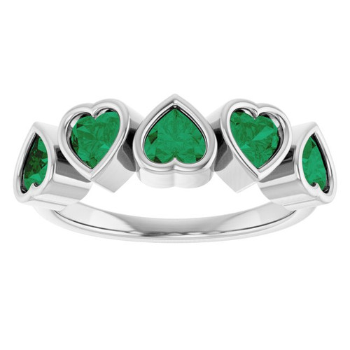 Sterling Silver Lab-Grown Emerald Ring