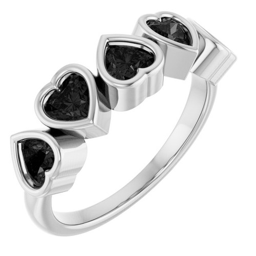 Platinum Natural Black Onyx Ring