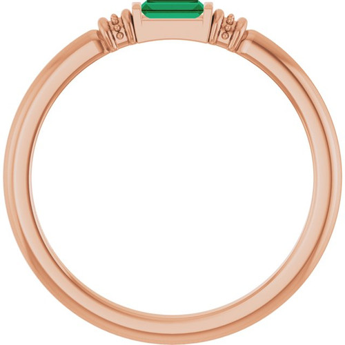 14K Rose Lab-Grown Emerald Stackable Ring