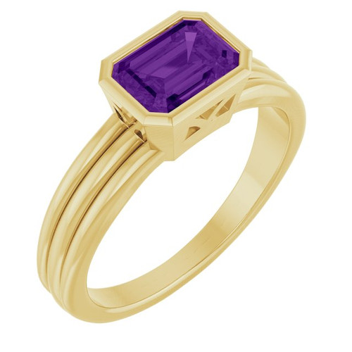 14K Yellow Natural Amethyst Ring