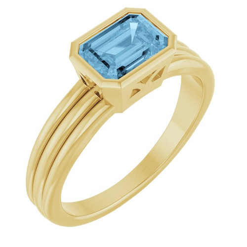 14K Yellow Natural Sky Blue Topaz Ring