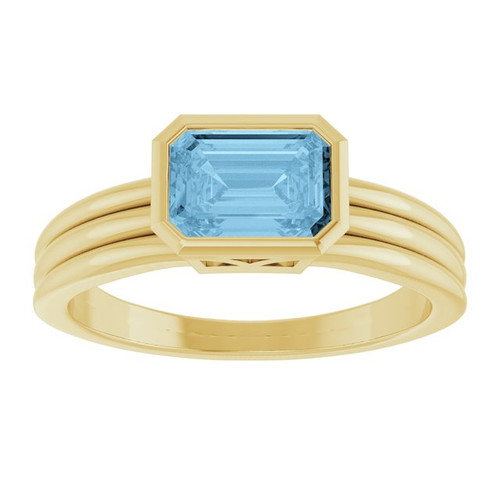 14K Yellow Natural Sky Blue Topaz Ring