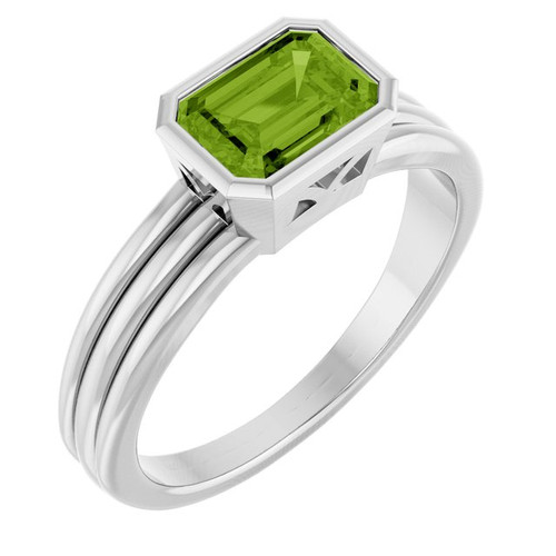 Platinum Natural Peridot Ring