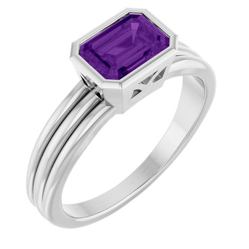 Platinum Natural Amethyst Ring