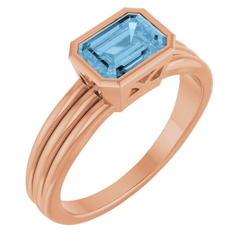 14K Rose Natural Sky Blue Topaz Ring