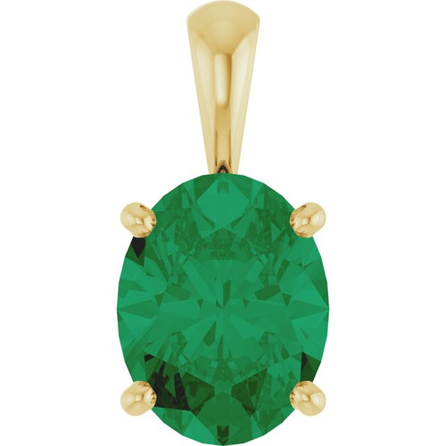 14K Yellow Lab-Grown Emerald Pendant