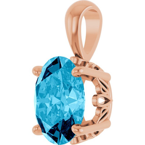 14K Rose Natural Aquamarine Pendant