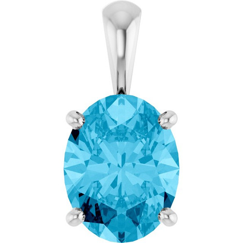 14K White Natural Aquamarine Pendant