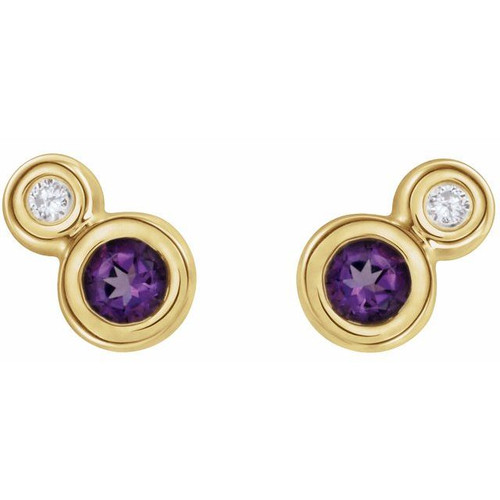 Genuine Amethyst Earrings in 14 Karat Yellow Gold Amethyst and 1/8 Carat Diamond Earrings |$1199
