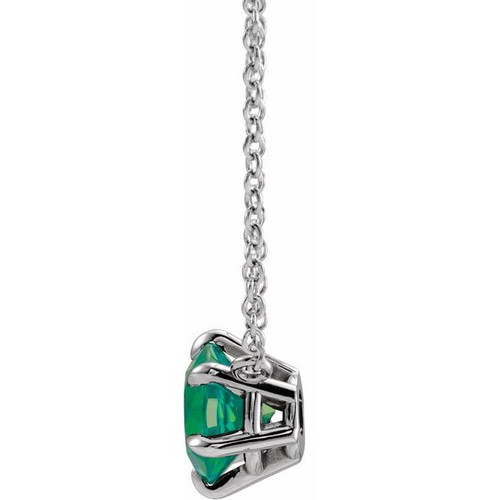Genuine Created Emerald Necklace in Platinum Chatham Created Emerald Solitaire 18" Necklace 