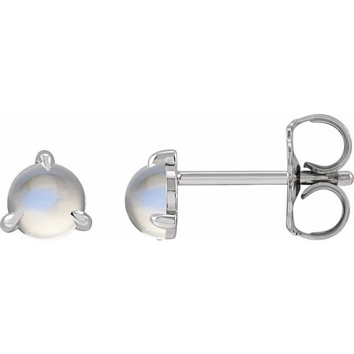 Sterling Silver Cabochon Natural Rainbow Moonstone Stud Earrings |$265